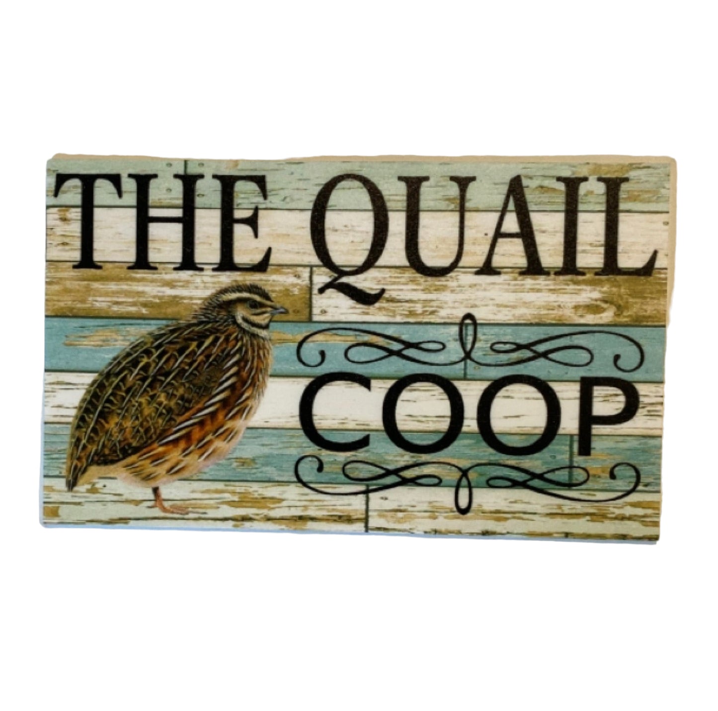 Quail Coop Blue Sign