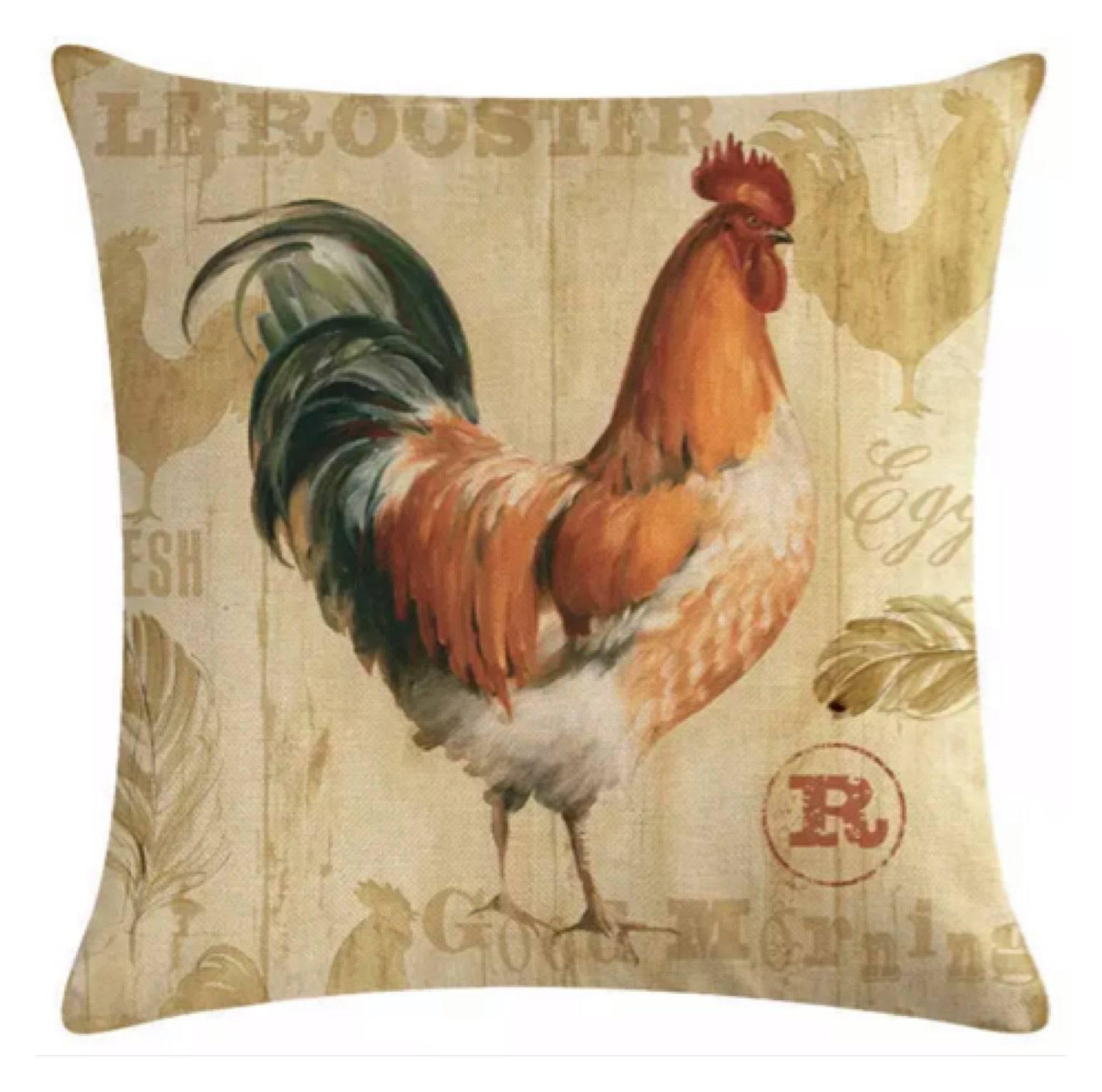 Cushion Pillow Rooster Chicken Farm Country Style - The Renmy Store Homewares & Gifts 