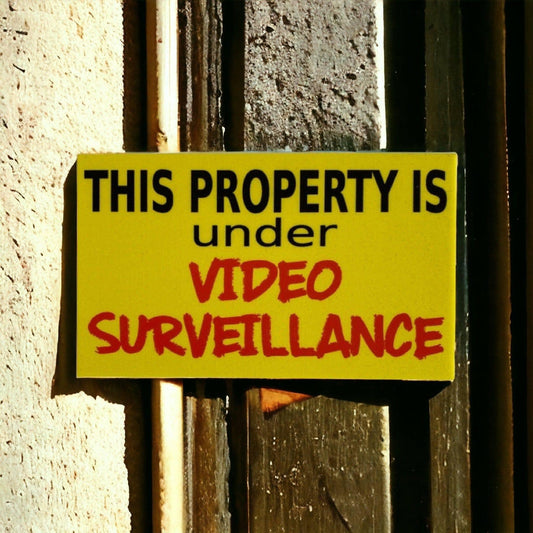 Property Under Video Surveillance Yellow Sign - The Renmy Store Homewares & Gifts 