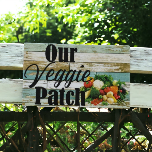 Our Veggie Patch Rustic Blue Sign - The Renmy Store Homewares & Gifts 