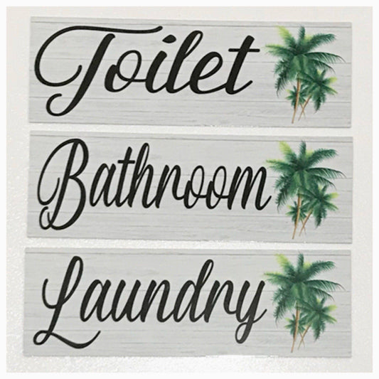 Tropical Palm Trees Door Room Sign Toilet Laundry Bathroom - The Renmy Store Homewares & Gifts 