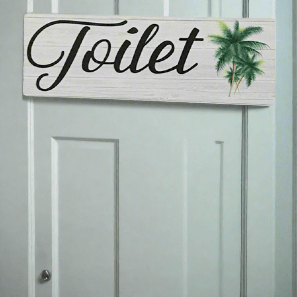 Tropical Palm Trees Door Room Sign Toilet Laundry Bathroom - The Renmy Store Homewares & Gifts 