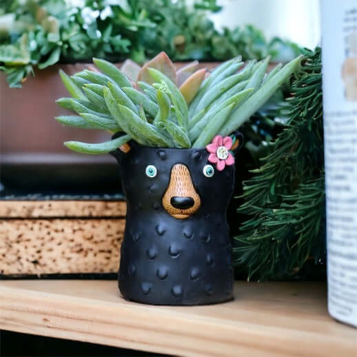 Bear Black Funky Pot Planter Vase Pen Holder Small