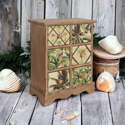 Table Top Draws Storage Rustic Palm Trees - The Renmy Store Homewares & Gifts 