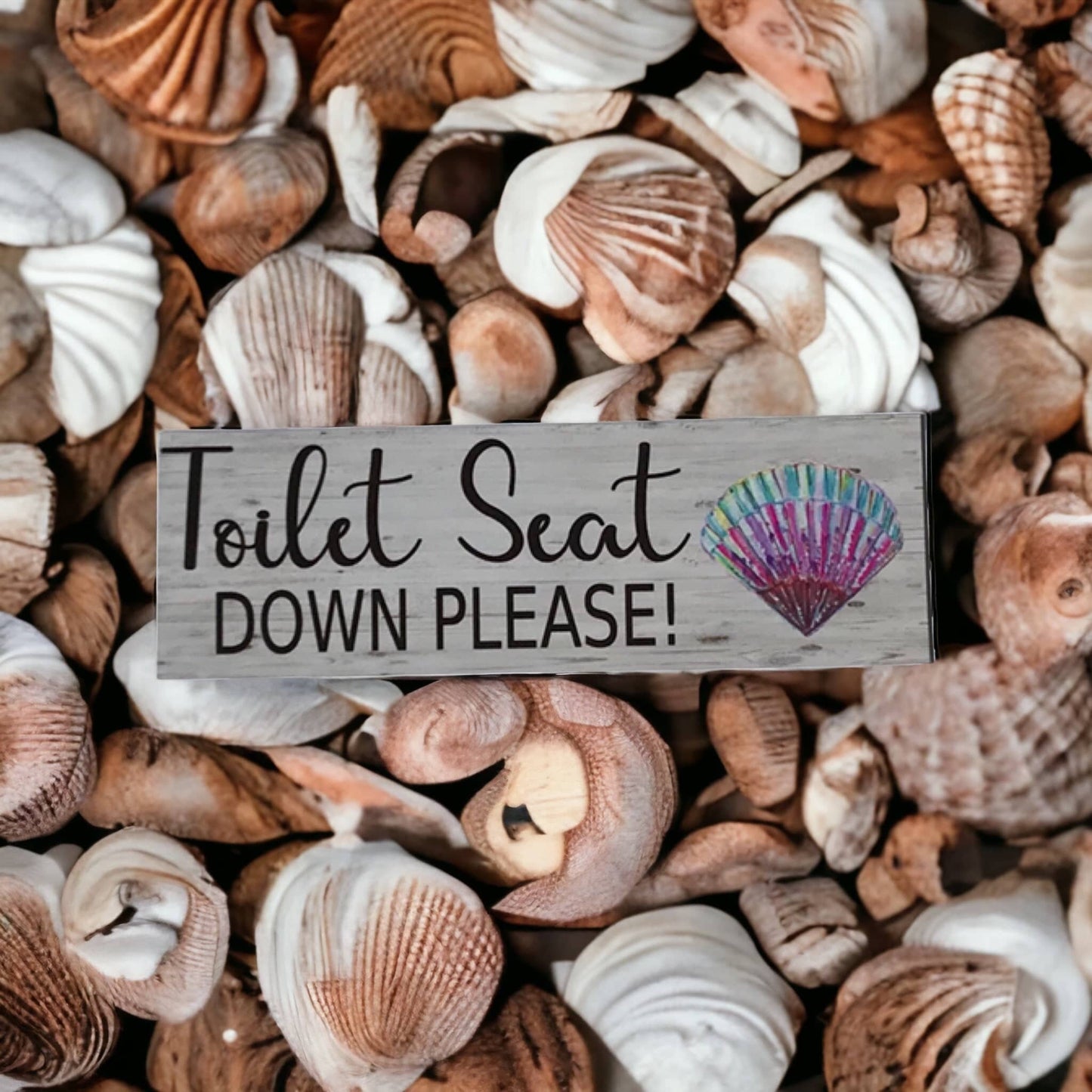 Toilet Seat Down Please Shell Sign - The Renmy Store Homewares & Gifts 