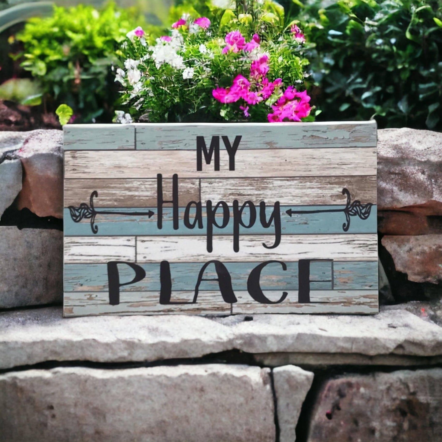 My Happy Place Rustic Blue Sign - The Renmy Store Homewares & Gifts 