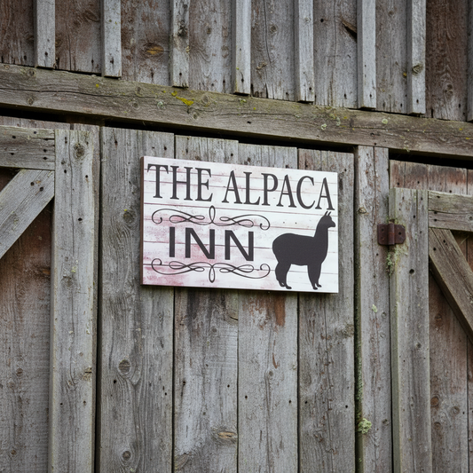 The Alpaca Inn Sign | Acrylic Alpaca Sign | Custom Wording | Aussie Made