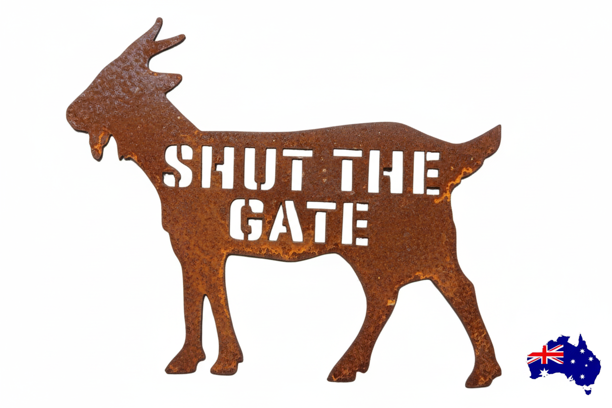Custom Goat Sign - Pen Gate Wall Decor - Personalised Rusty Metal Steel - Australian Made