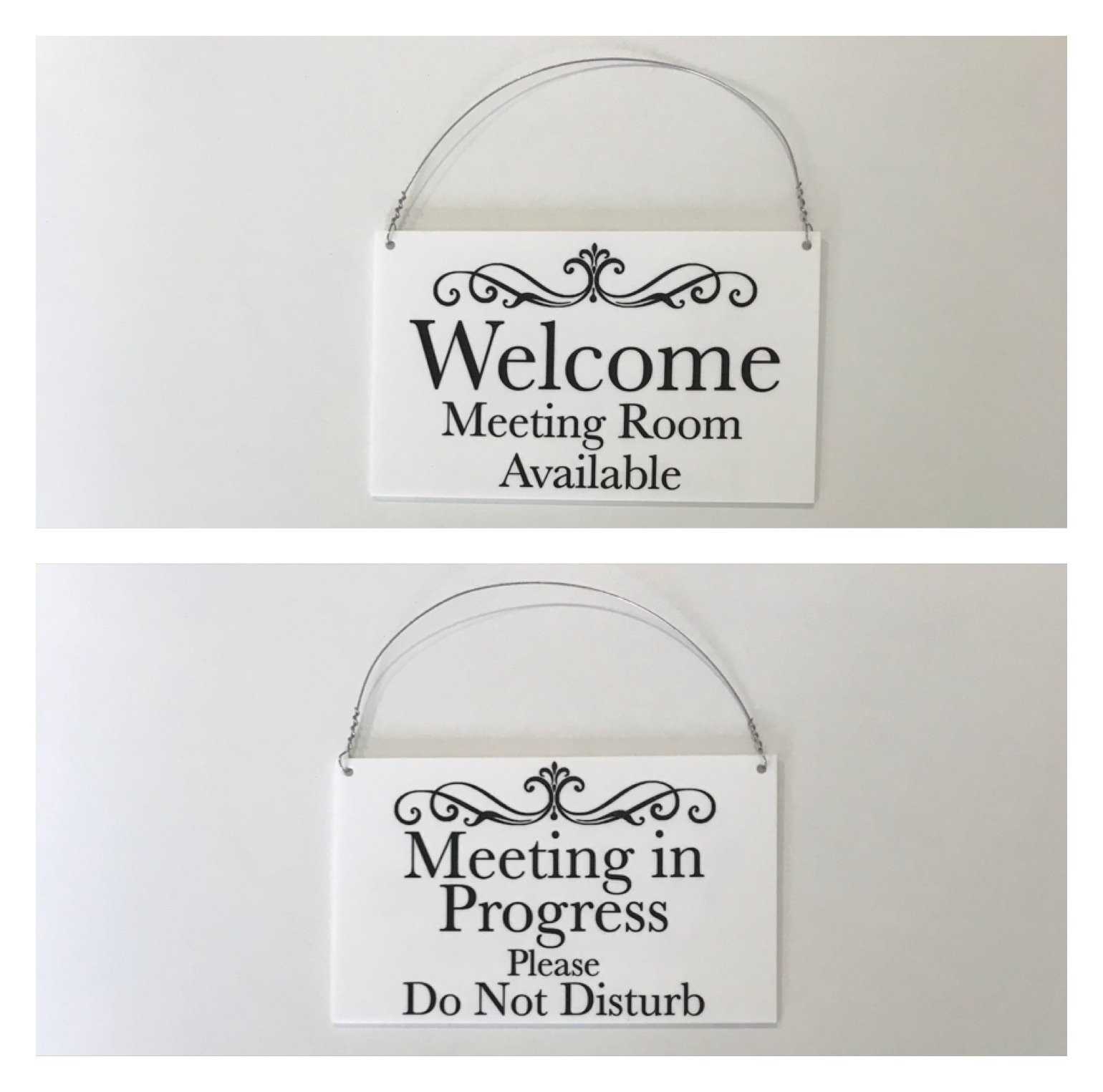 Meeting in Progress Room Available Hanging Black Sign - The Renmy Store Homewares & Gifts 