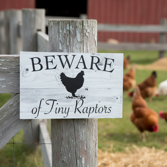 Beware Of Tiny Raptors Chicken Sign - Aussie Made