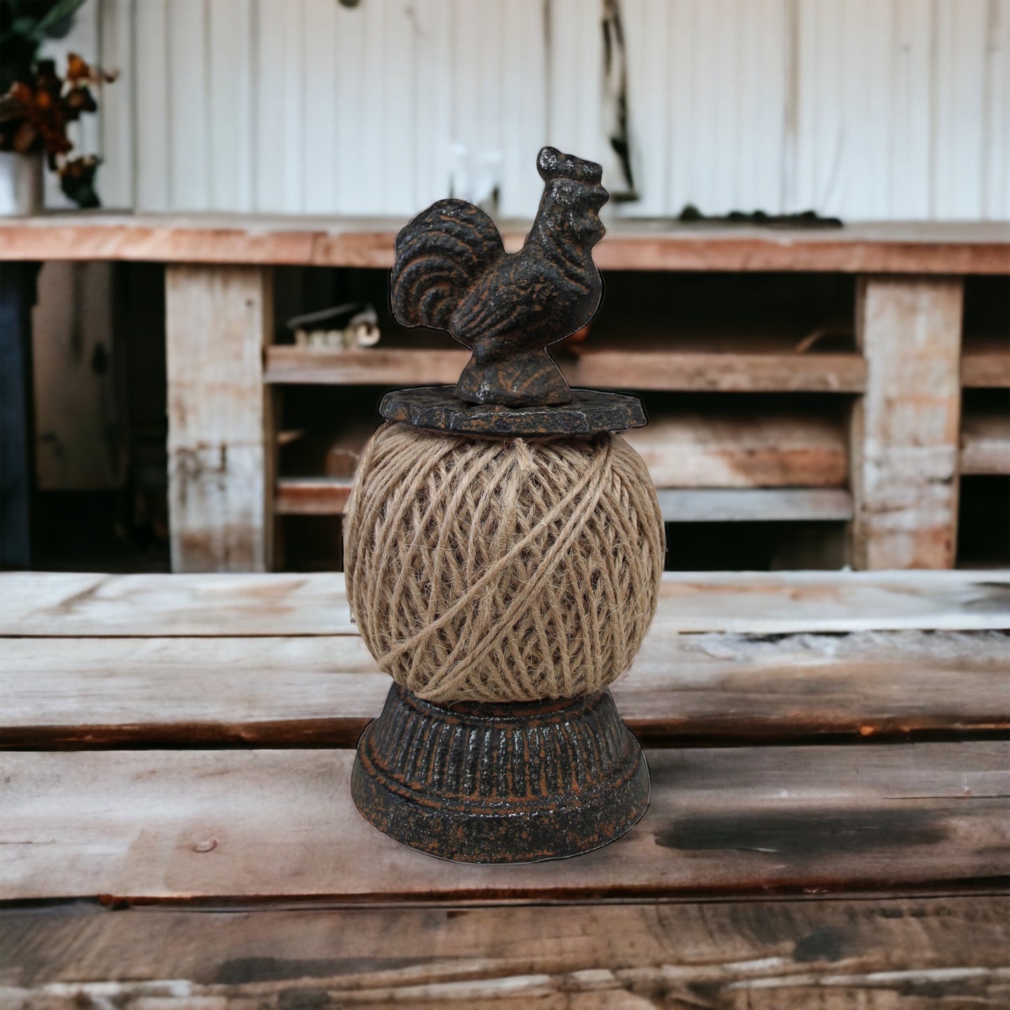 String Holder Rustic with Rooster