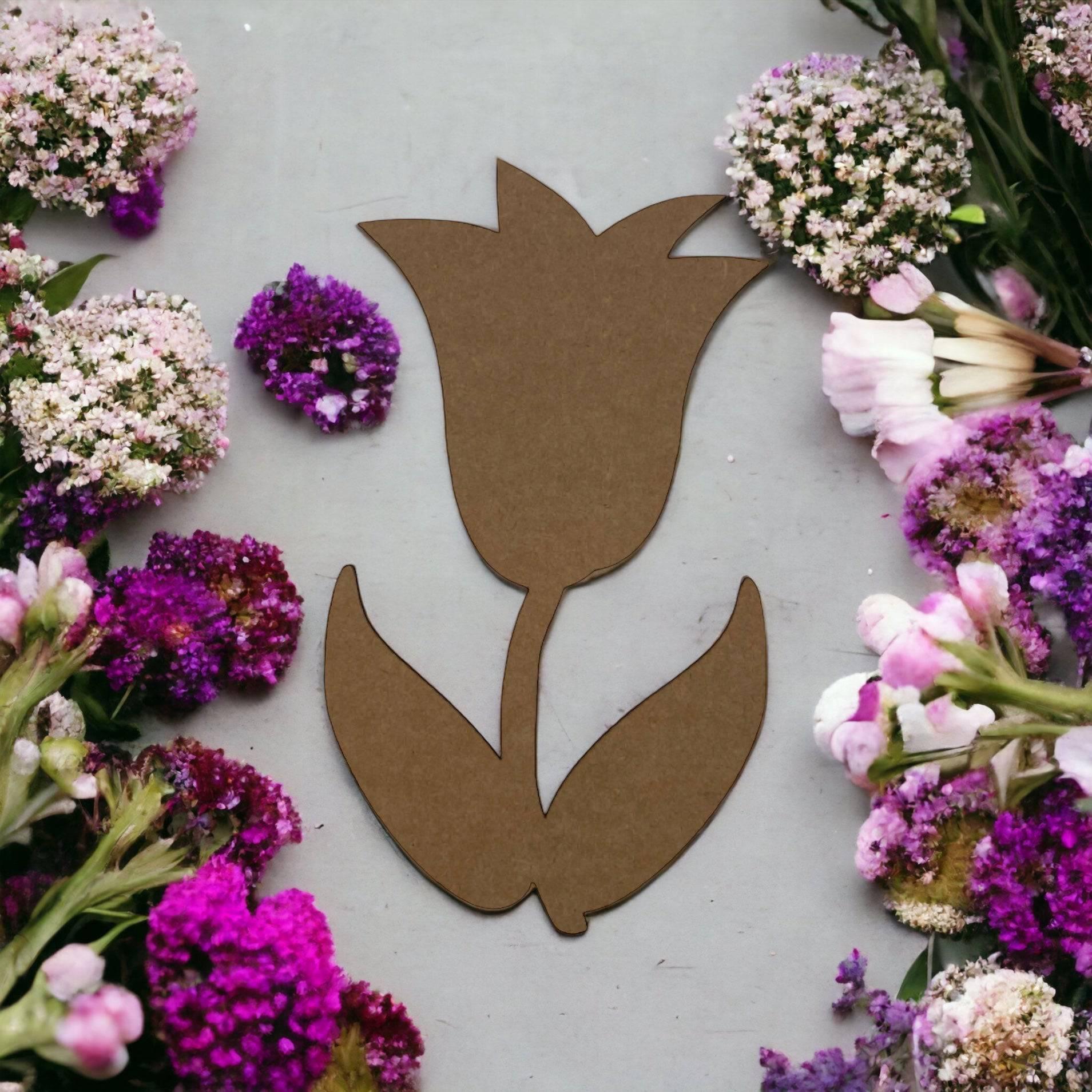 Tulip Flower MDF Shape DIY Raw Art Craft Décor - The Renmy Store Homewares & Gifts 