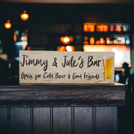 Bar Cold Beer Good Friends Custom Personalised Sign - The Renmy Store Homewares & Gifts 