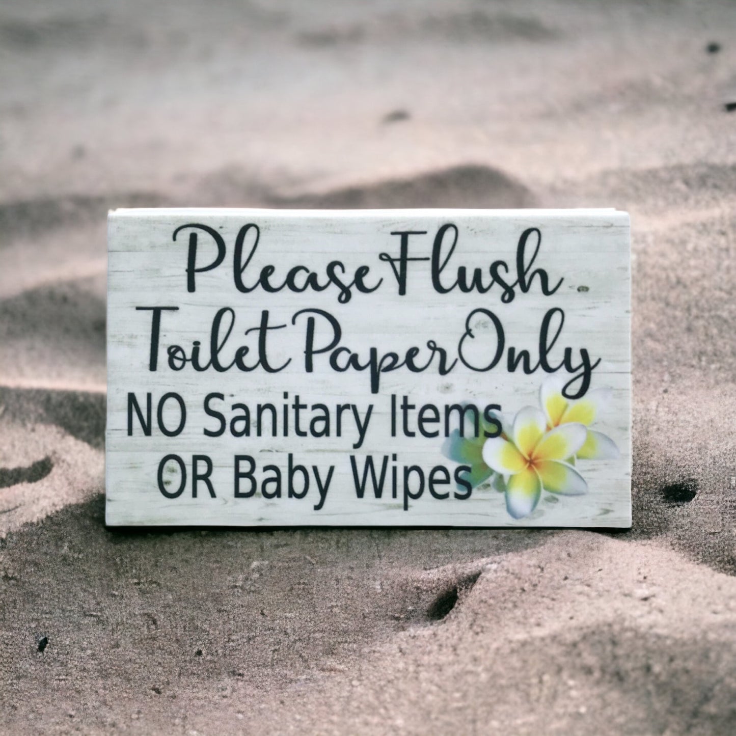 Flush Toilet Paper Only No Sanitary Frangipani Sign - The Renmy Store Homewares & Gifts 