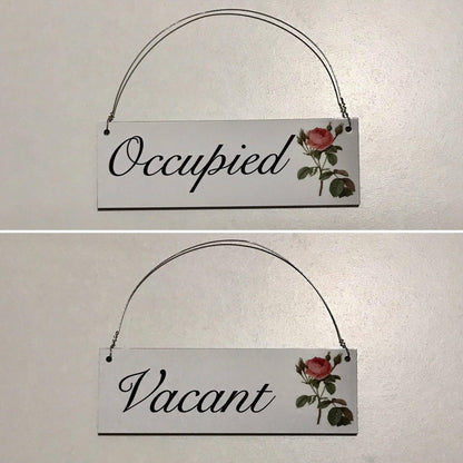 Vacant & Occupied Rose Toilet Bathroom Door Sign - The Renmy Store Homewares & Gifts 