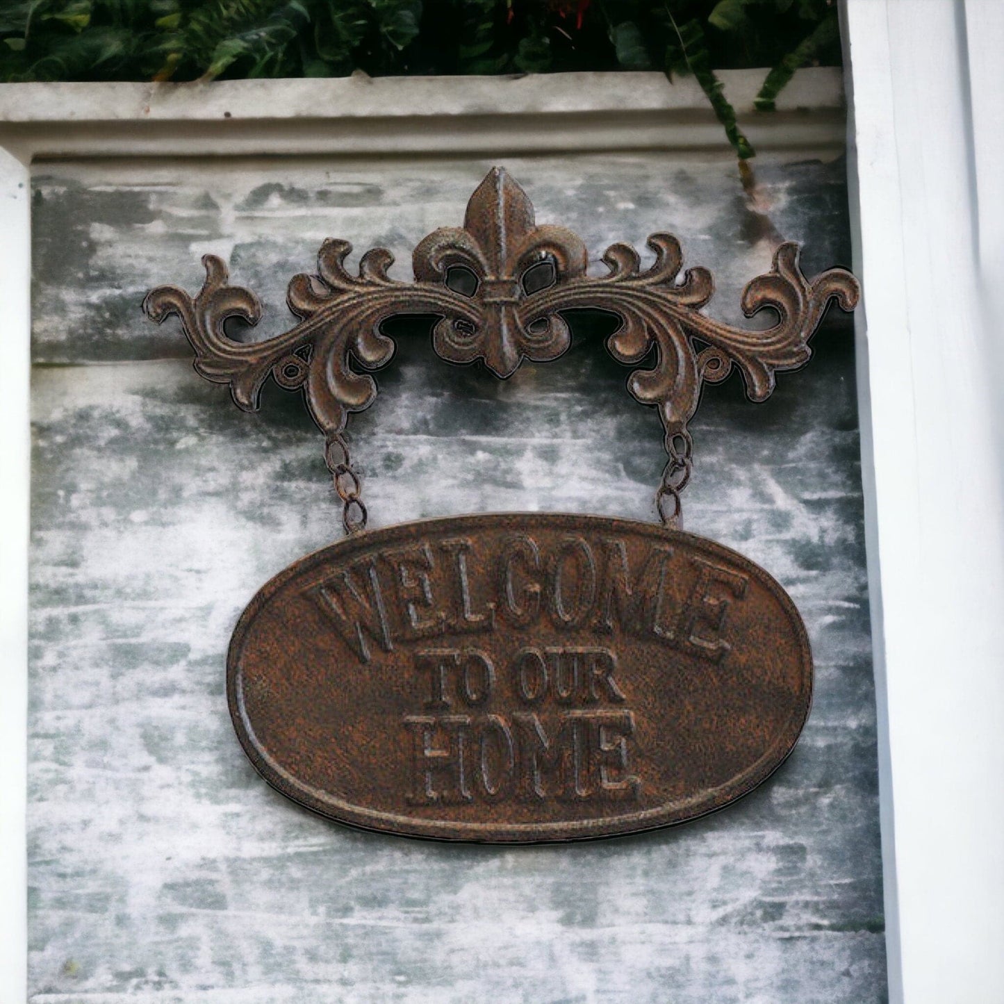 Welcome To Our Home Iron Decorative Fleur Sign - The Renmy Store Homewares & Gifts 