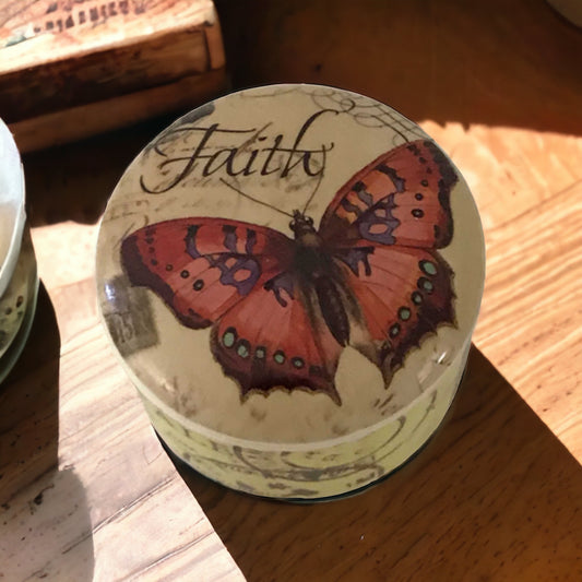 Ceramic Red Faith Butterfly Container - The Renmy Store Homewares & Gifts 