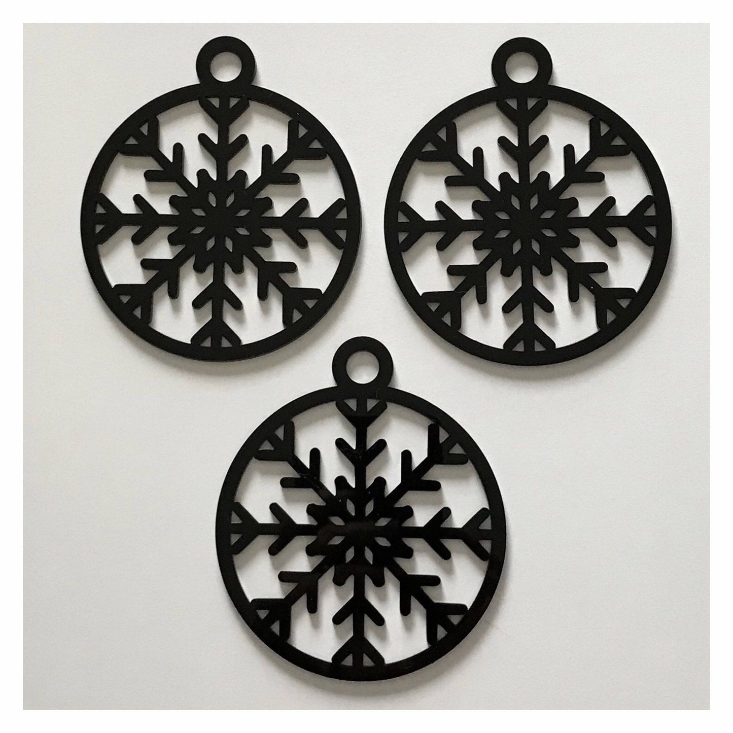 Snowflake B Decoration Hanging Set Of 3 Black  Acrylic Country Decor Garden - The Renmy Store Homewares & Gifts 