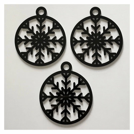 Snowflake B Decoration Hanging Set Of 3 Black Acrylic Country Decor Garden - The Renmy Store Homewares & Gifts 