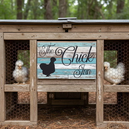 The Chick Inn Silkie Hen Chicken Blue Sign | Aussie Made