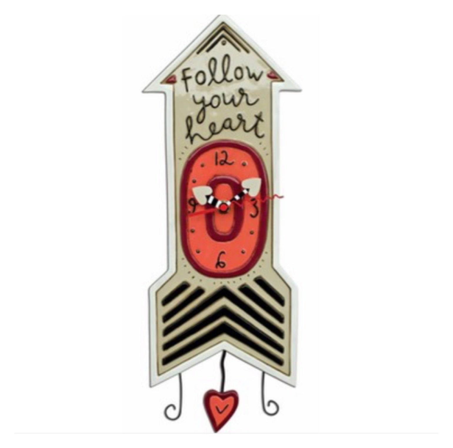 Clock Wall Follow Your Heart Allen Designs Pendulum - The Renmy Store Homewares & Gifts 