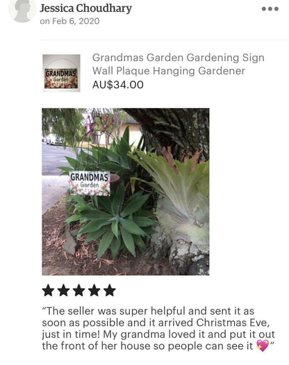 Grandmas Garden Sign Floral - The Renmy Store Homewares & Gifts 