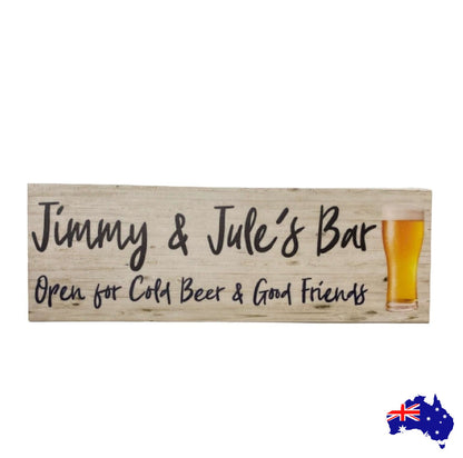 Bar Cold Beer Good Friends Custom Personalised Sign - The Renmy Store Homewares & Gifts 