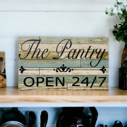 The Pantry Open 24/7 Kitchen Vintage Blue Sign - The Renmy Store Homewares & Gifts 