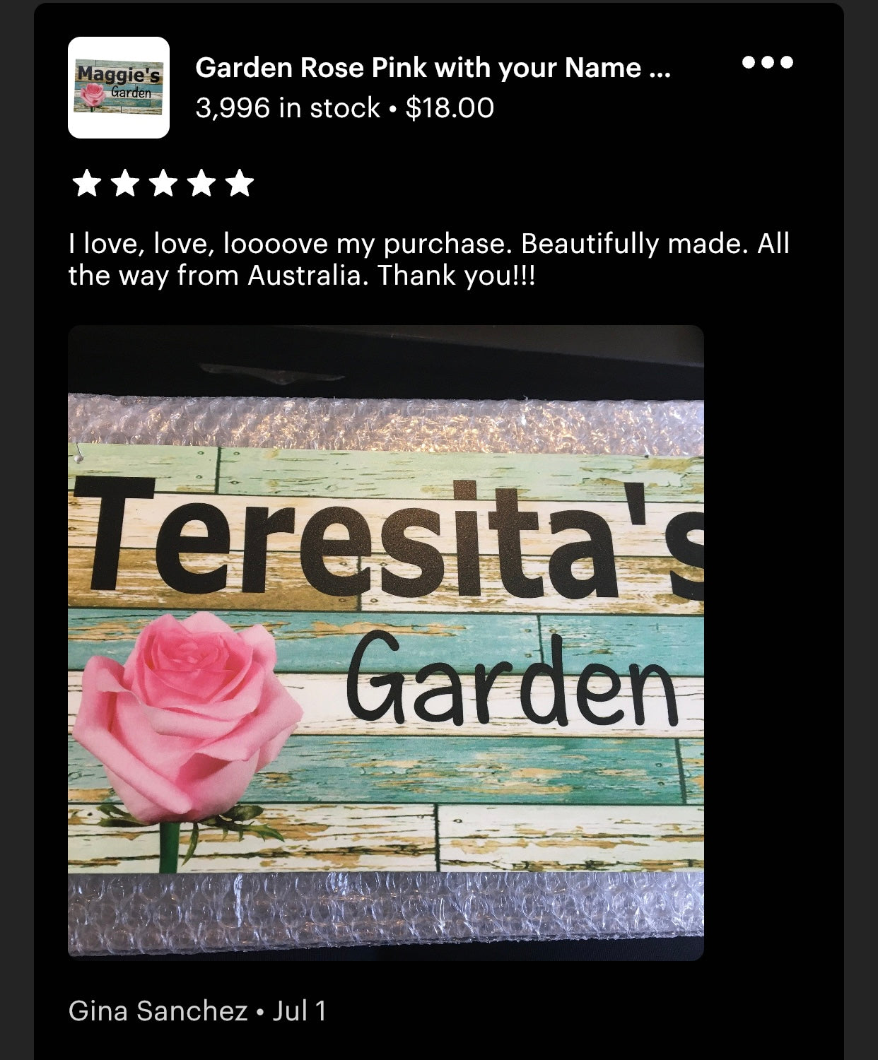 Garden Rose Pink Personalised Custom Sign - The Renmy Store Homewares & Gifts 