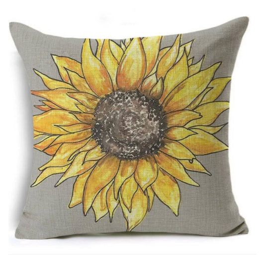 Cushion Cover Pillow Sunflower Bold Grey - The Renmy Store Homewares & Gifts 