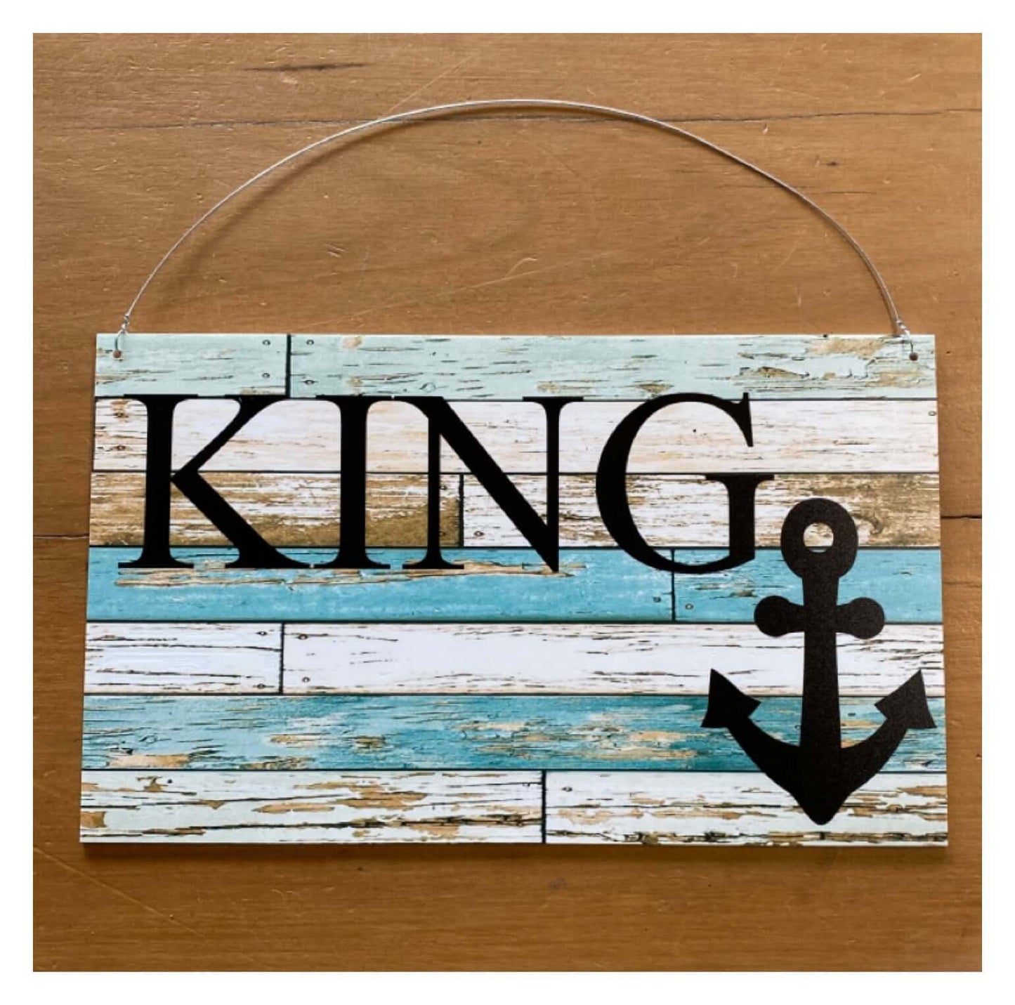 Anchor Nautical Blue Your Text Custom Wording Sign - The Renmy Store Homewares & Gifts 