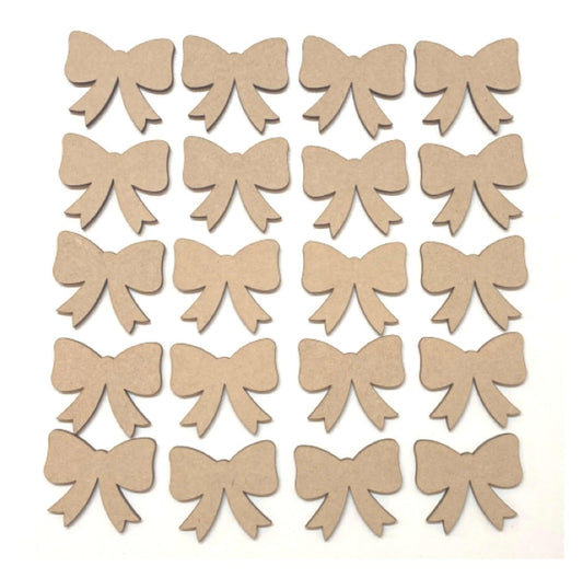 Bow Set of 20 Shape Wooden MDF DIY - The Renmy Store Homewares & Gifts 