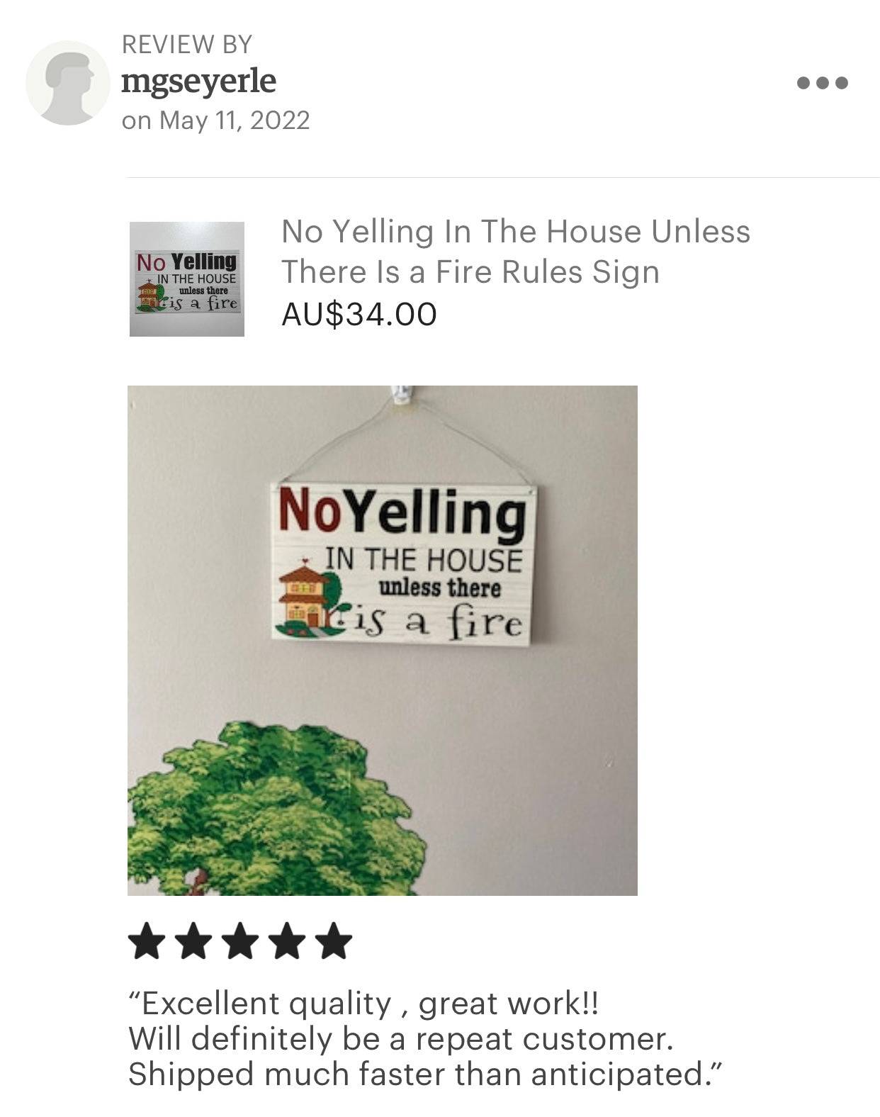 No Yelling In The House Rules Sign - The Renmy Store Homewares & Gifts 