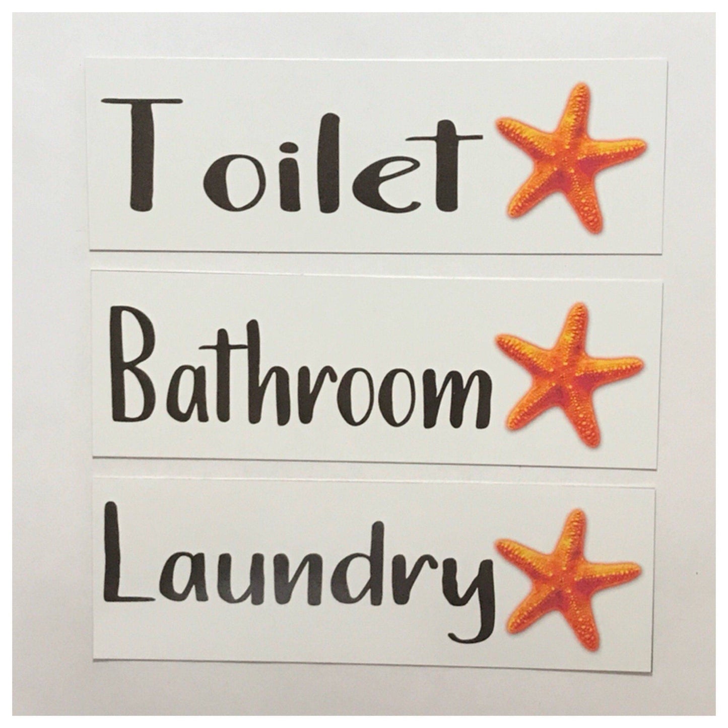 Starfish Orange Beach Door Sign Toilet Laundry Bathroom - The Renmy Store Homewares & Gifts 