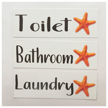 Starfish Orange Beach Door Sign Toilet Laundry Bathroom - The Renmy Store Homewares & Gifts 