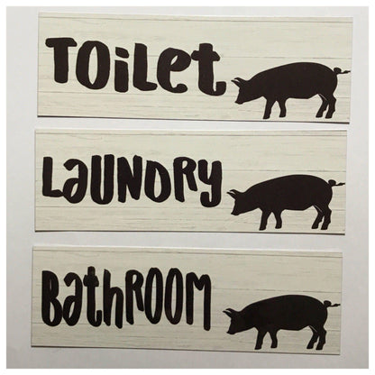 Pig Door Room Sign Toilet Laundry Bathroom - The Renmy Store Homewares & Gifts 