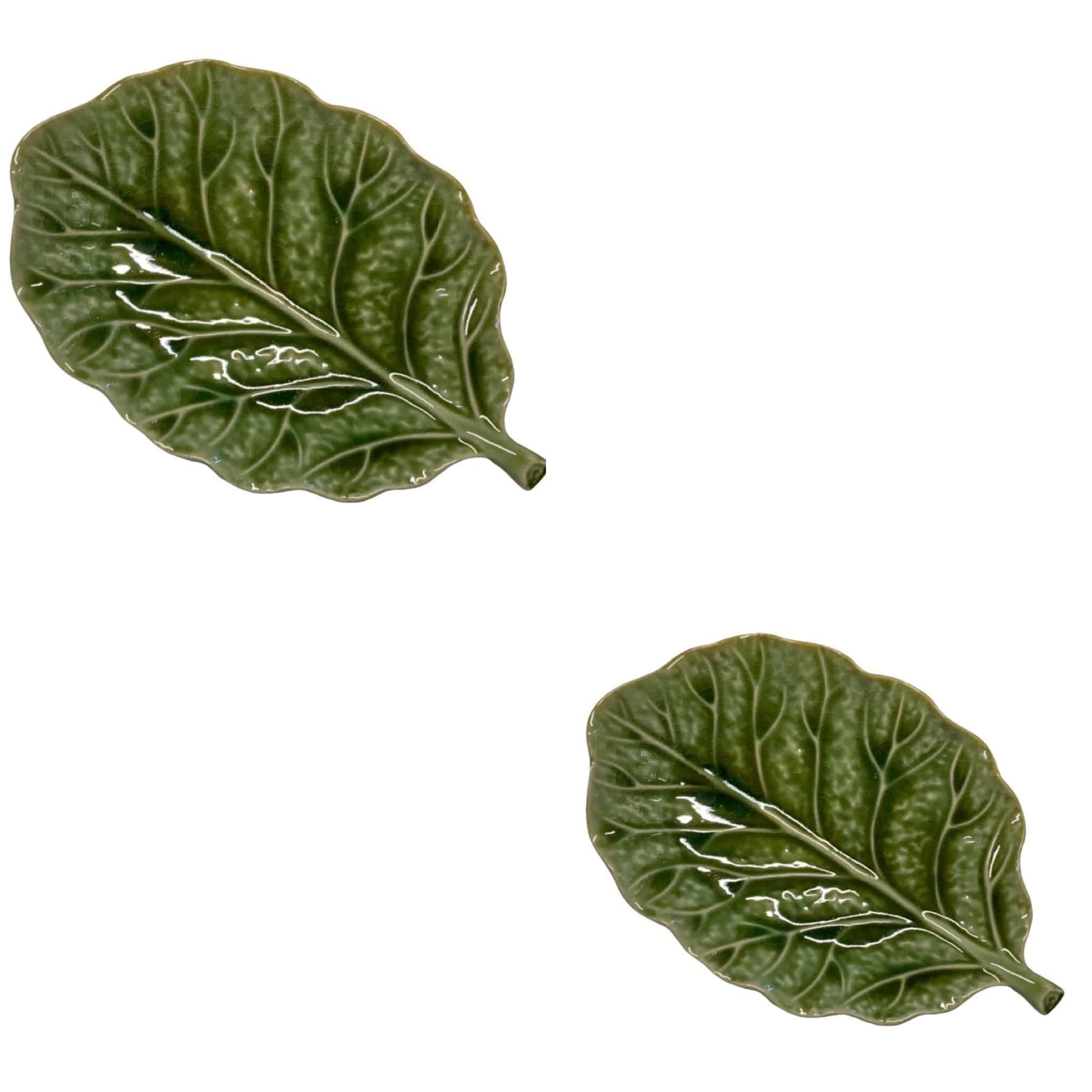 Leaf Green Ceramic Plate Set of 2 - The Renmy Store Homewares & Gifts 