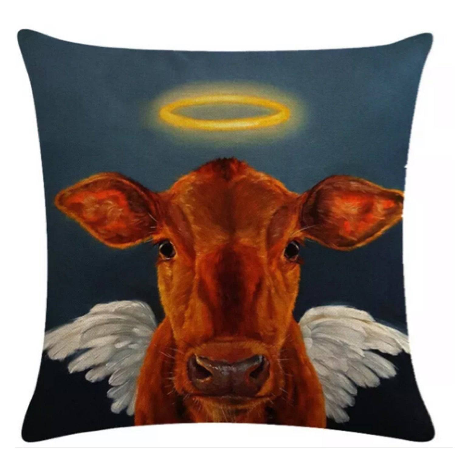 Cushion Cover Pillow Cow Angel - The Renmy Store Homewares & Gifts 