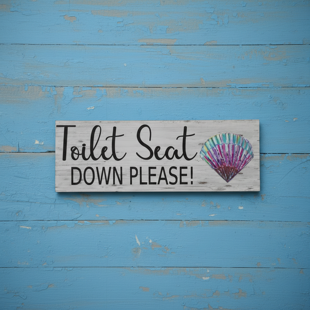 Toilet Seat Down Please Shell Sign | Timber Look Aussie Made