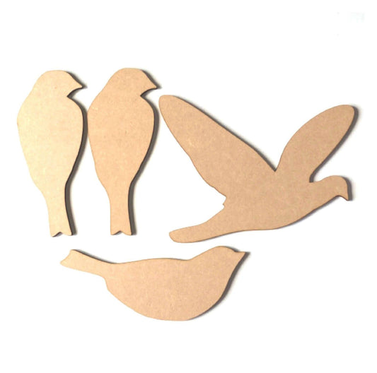 Bird Bird Mosaic Set of 4 Raw MDF Wooden DIY Craft - The Renmy Store Homewares & Gifts 