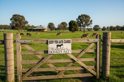Keep Gate Closed Donkey Sign - Aussie Made