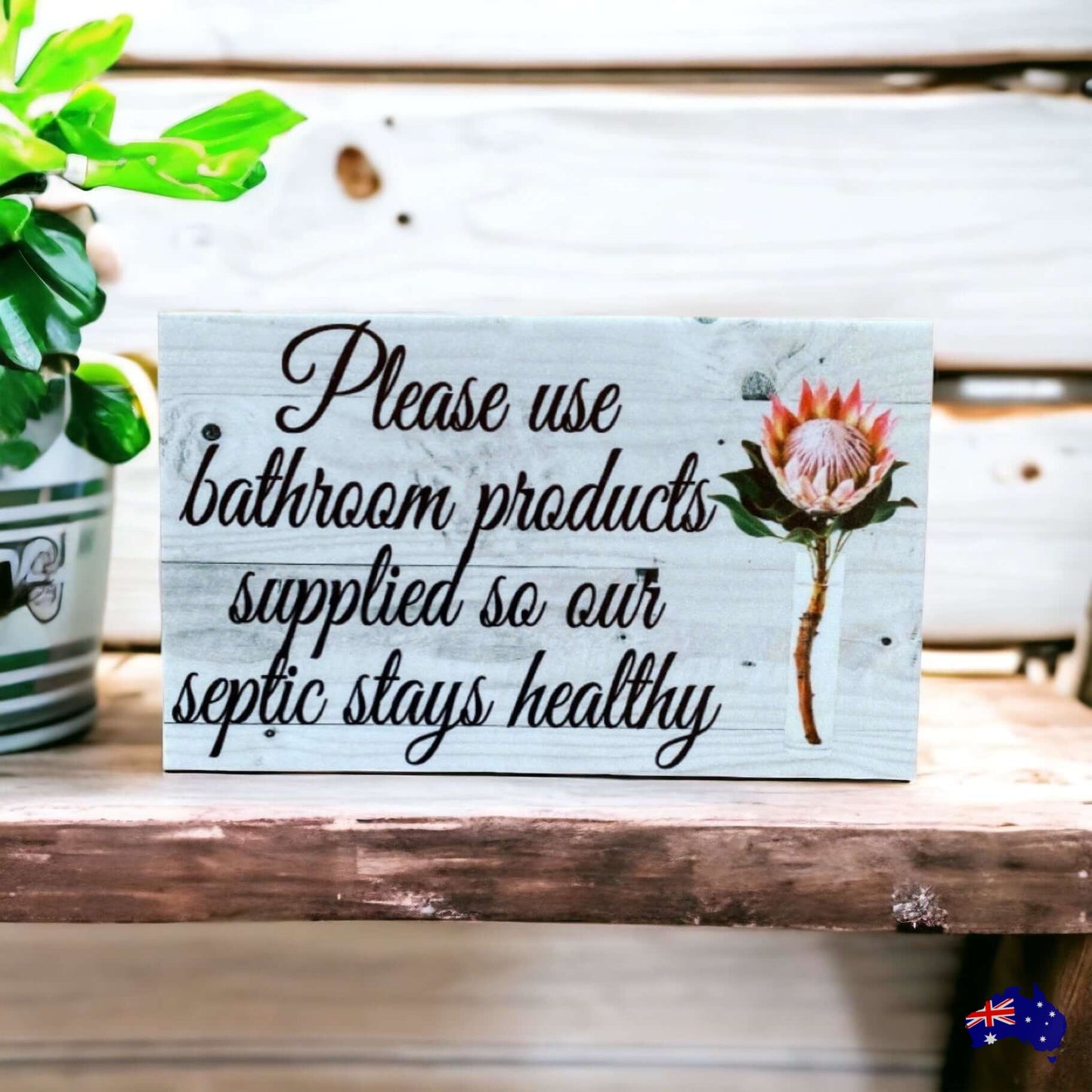 Bathroom Eco Friendly Guests Protea Sign - The Renmy Store Homewares & Gifts 