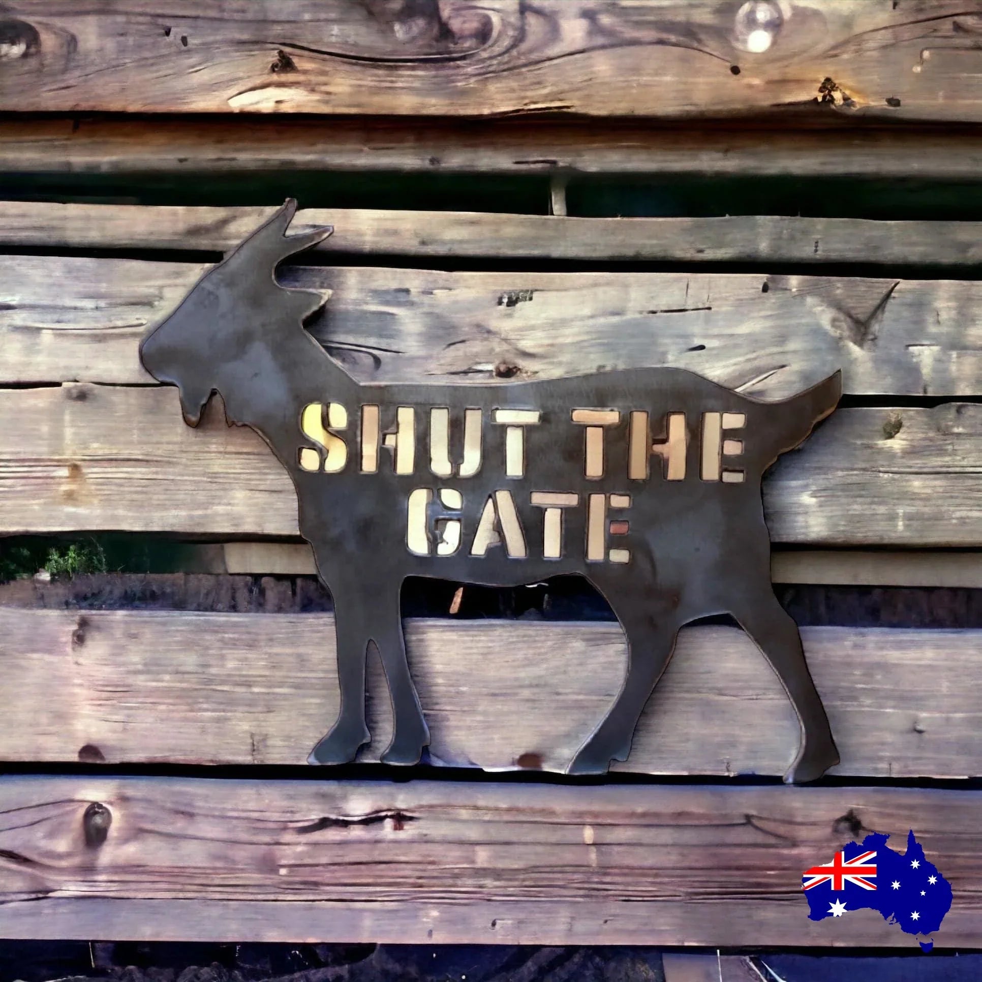 Goat Shut The Gate Steel Metal Sign - The Renmy Store Homewares & Gifts 