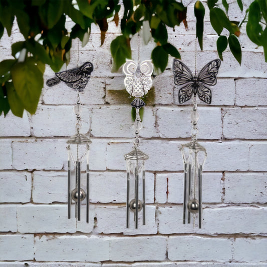 Butterfly Owl or Bird Wind Chime Hanging