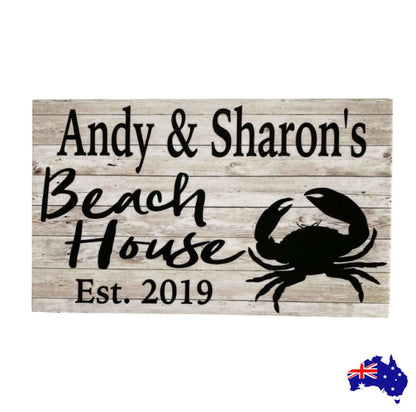 Beach House Est. Custom Name Crab Sign - The Renmy Store Homewares & Gifts 