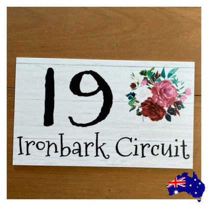 Personalised Street Number Address Floral Custom Cottage Sign - The Renmy Store Homewares & Gifts 