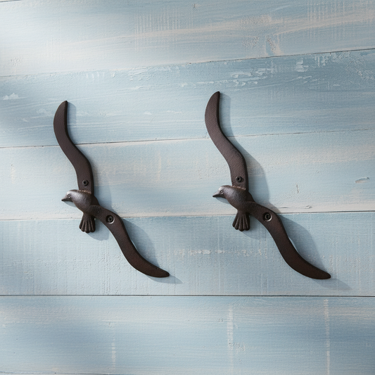 Seagull Bird Wall Art Set of 2 Cast Iron
