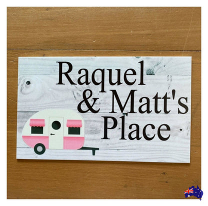 Caravan Vintage Chic Retro Custom Personalised Sign - The Renmy Store Homewares & Gifts 