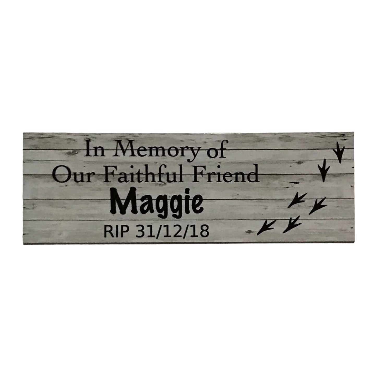 Custom Pet RIP Memorial Name Year Bird White Wash Sign - The Renmy Store Homewares & Gifts 