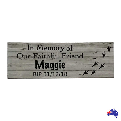 Custom Pet RIP Memorial Name Year Bird White Wash Sign - The Renmy Store Homewares & Gifts 